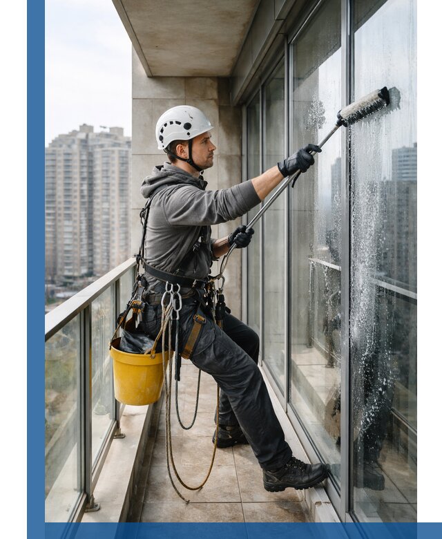 Профессиональная мойка балконного остекления в Казани