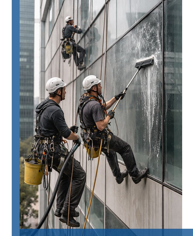 Профессиональная высотная мойка фасадов зданий в Казани