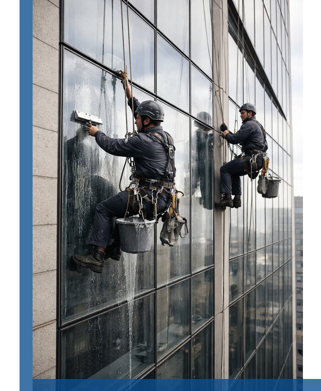 Профессиональная мойка стеклянных фасадов зданий в Казани