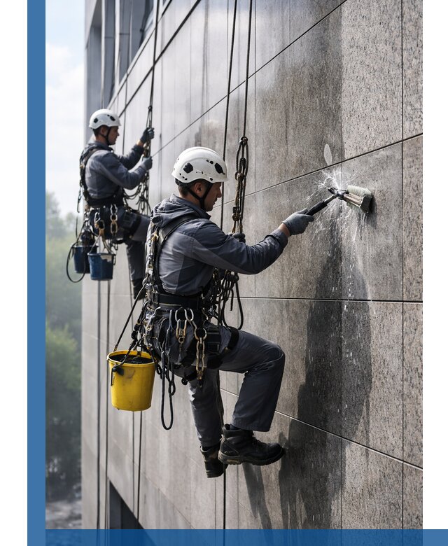 Профессиональная мойка фасада из керамогранита в Казани