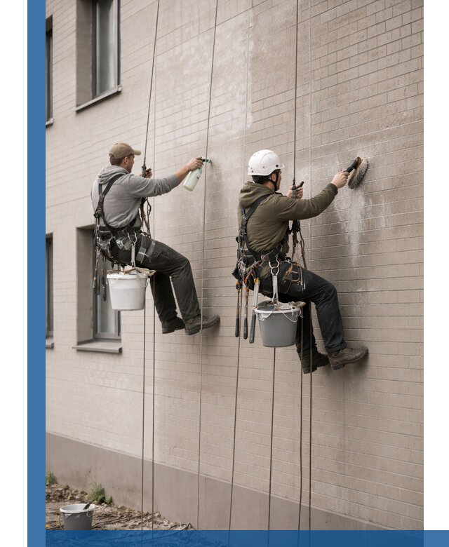 Удаление высолов с фасада зданий в Казани без повреждений и следов