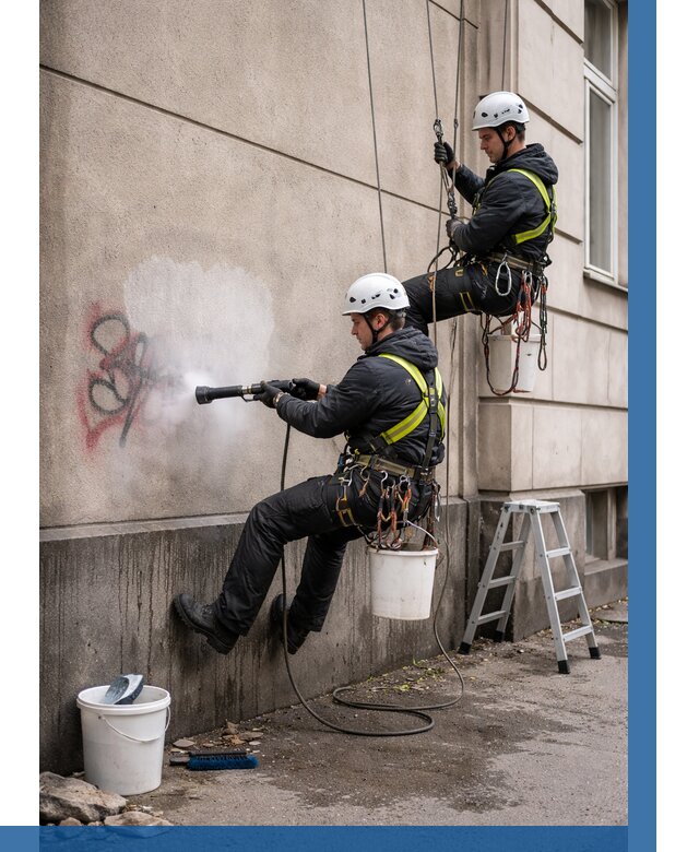 Удаление граффити с фасада в Казани от 4778 р. | ВЫСОТНИК-Кзн