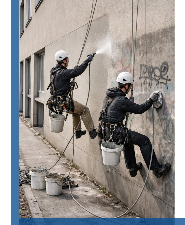 Антиграффити покрытие фасада с защитой от надписей в Казани