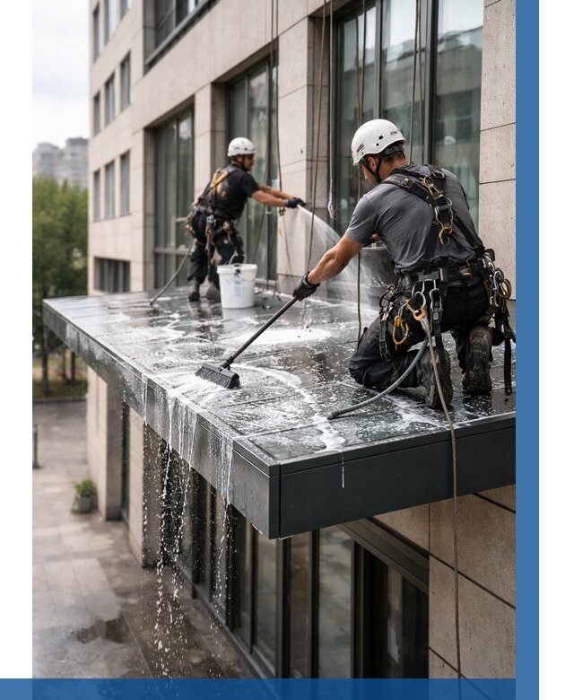 Мойка козырьков и навесов в Казани от 3716 р. | ВЫСОТНИК-Кзн