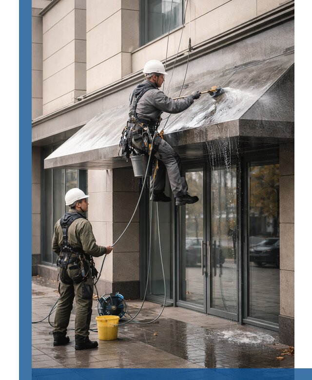 Профессиональная мойка козырьков и навесов в Казани