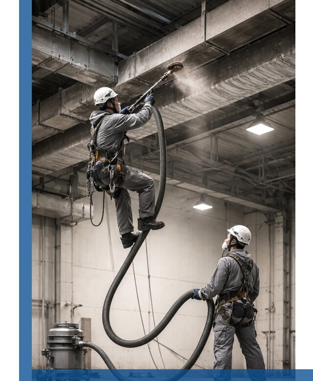 Обеспыливание потолочных конструкций в Казани промышленным альпинизмом