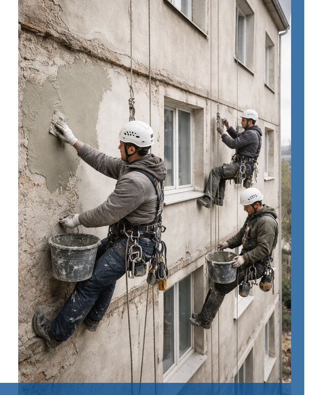 Ремонт штукатурного фасада в Казани от 796 р. под ключ | ВЫСОТНИК-Кзн