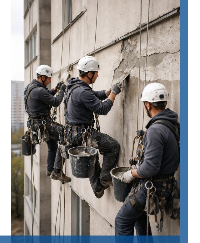 Ремонт бетонных элементов фасада в Казани от 2654 р. | ВЫСОТНИК-Кзн