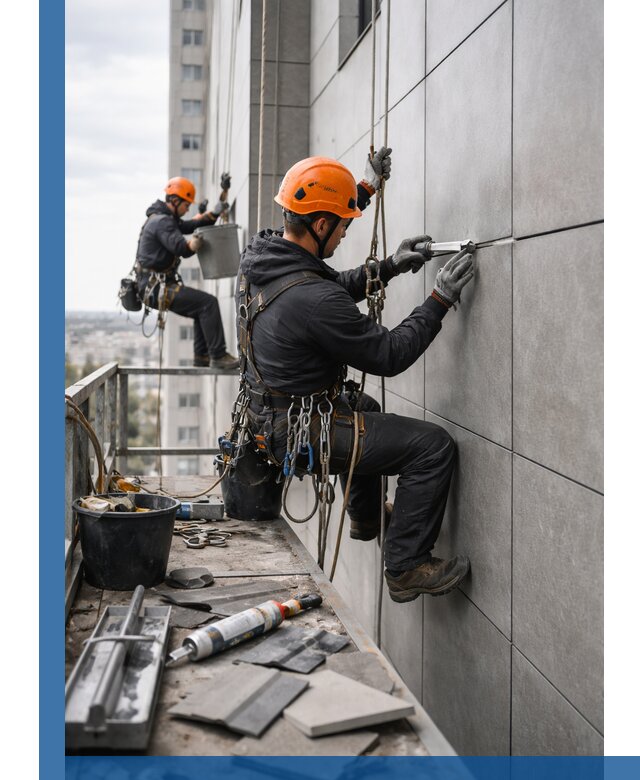 Профессиональный ремонт фасада из керамогранита в Казани