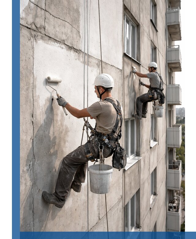 Покраска бетонного фасада в Казани для жилых и промышленных объектов