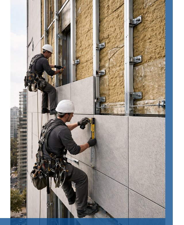 Монтаж вентилируемого фасада в Казани от 3716 р. | ВЫСОТНИК-Кзн