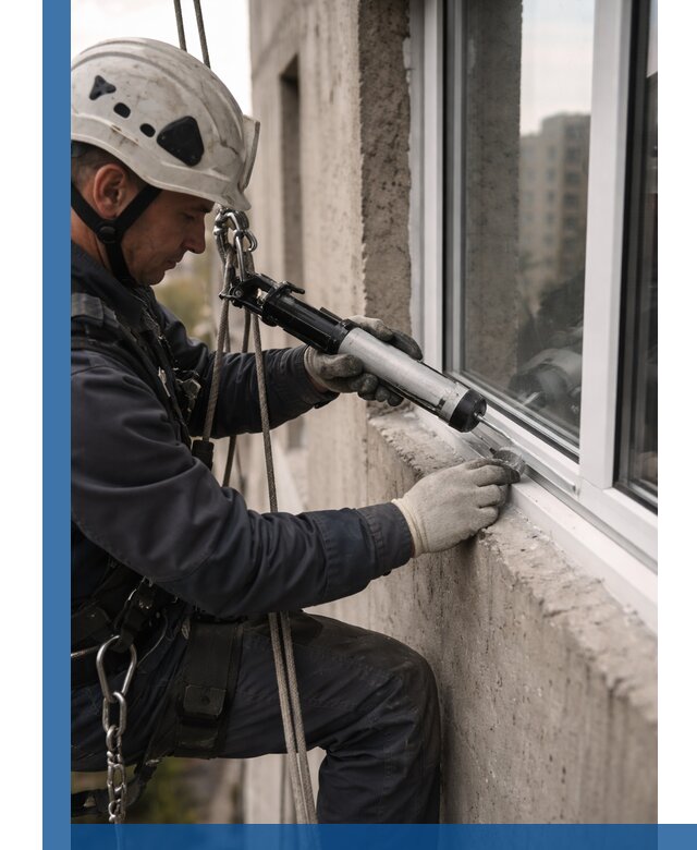 Герметизация оконных швов снаружи в Казани профессионально