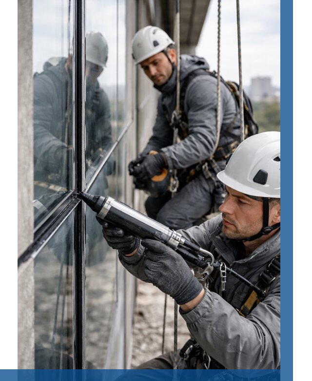 Герметизация витражных швов в Казани от 690 р. | ВЫСОТНИК-Кзн