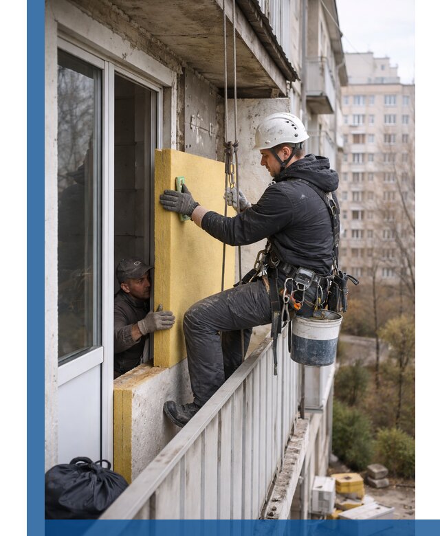 Профессиональное утепление балкона снаружи в Казани под ключ