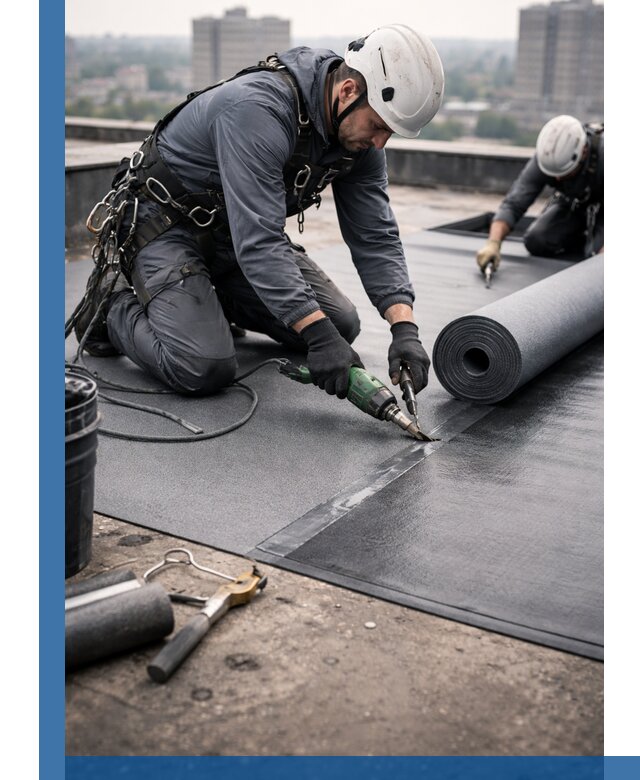Ремонт мягкой кровли в Казани с выездом промальпинистов