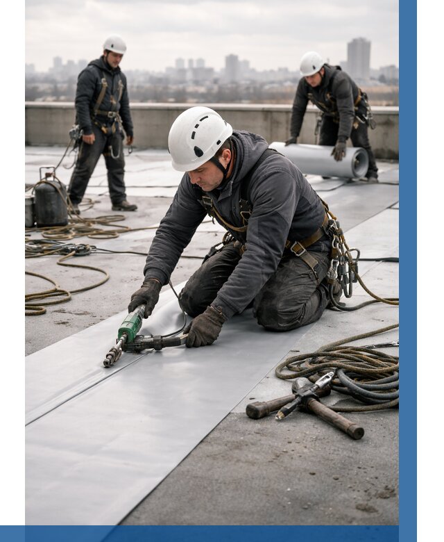 Ремонт мембранной кровли в Казани от 1911 р./м2 | ВЫСОТНИК-Кзн