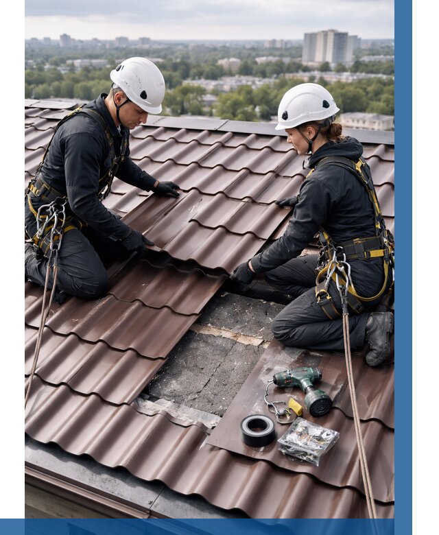 Ремонт металлочерепицы на крыше в Казани от 956 р. | ВЫСОТНИК-Кзн