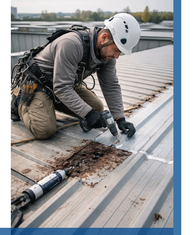 Ремонт профнастила на кровле в Казани от 743 р. | ВЫСОТНИК-Кзн