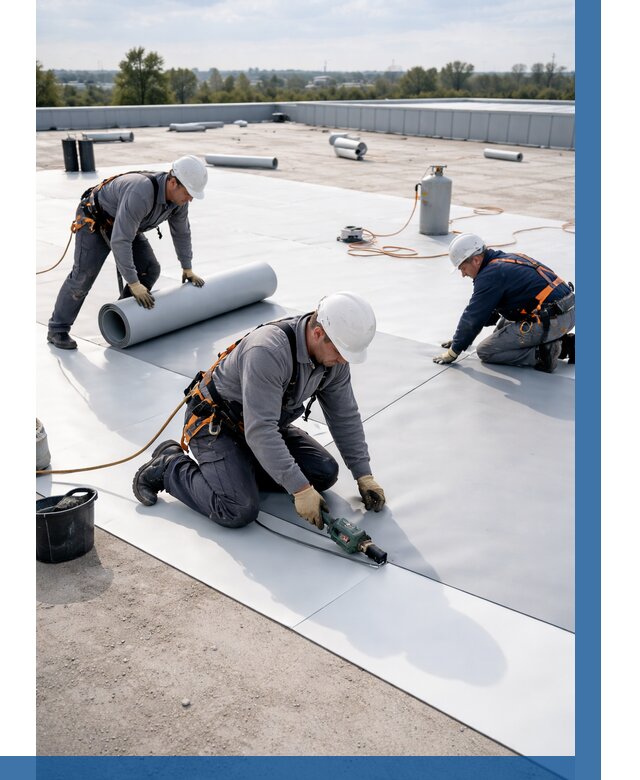 Монтаж мембранной кровли под ключ в Казани от 1274 р. | ВЫСОТНИК-Кзн