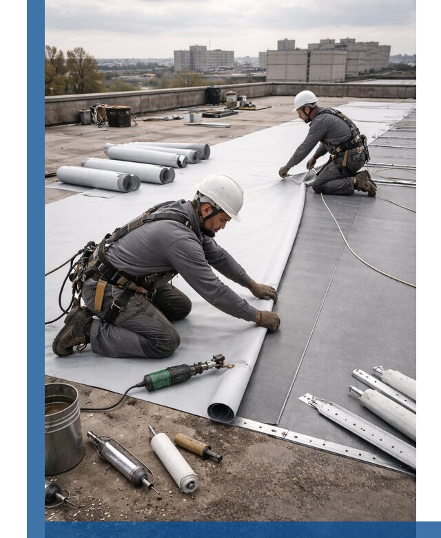 Монтаж мембранной кровли в Казани для промышленных зданий