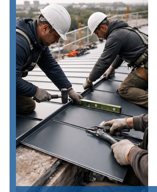 Монтаж фальцевой кровли в Казани для промышленных зданий