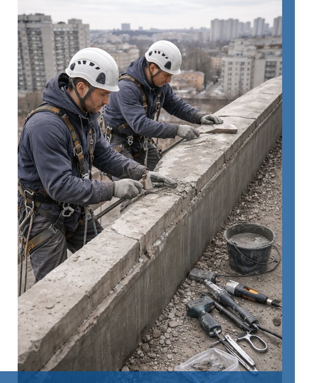 Ремонт парапета на кровле в Казани от 1593 р. | ВЫСОТНИК-Кзн