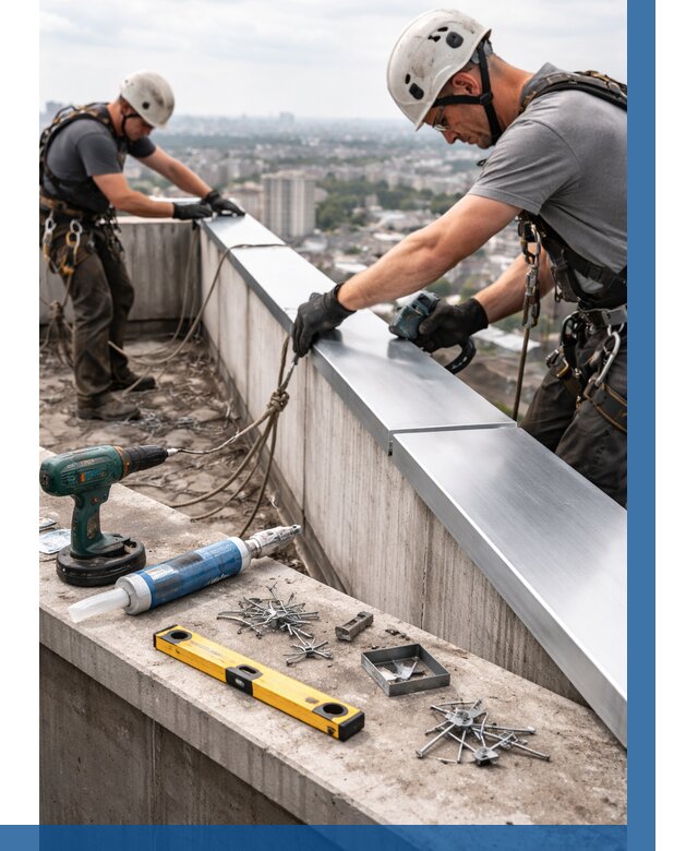 Монтаж парапетных крышек в Казани от 849 р. | ВЫСОТНИК-Кзн