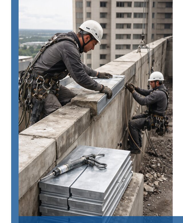 Замена парапетных крышек и установка новых в Казани