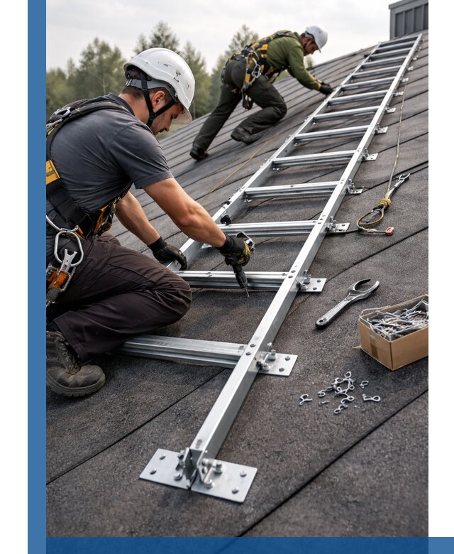 Профессиональный монтаж кровельной лестницы в Казани под ключ