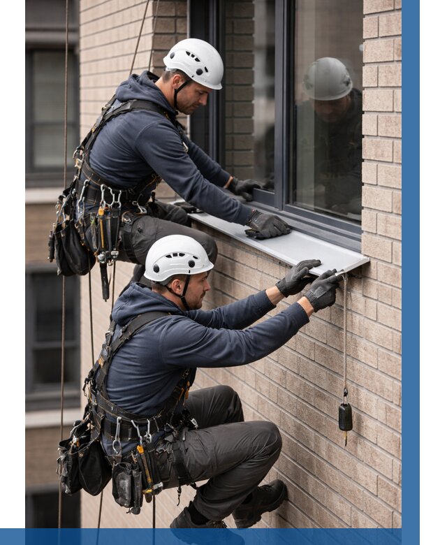 Монтаж оконных отливов под ключ в Казани от 3716 р. | ВЫСОТНИК-Кзн