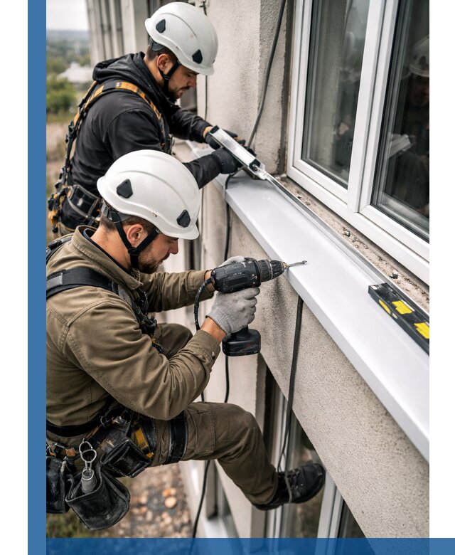 Профессиональный монтаж оконных отливов и отведения воды в Казани