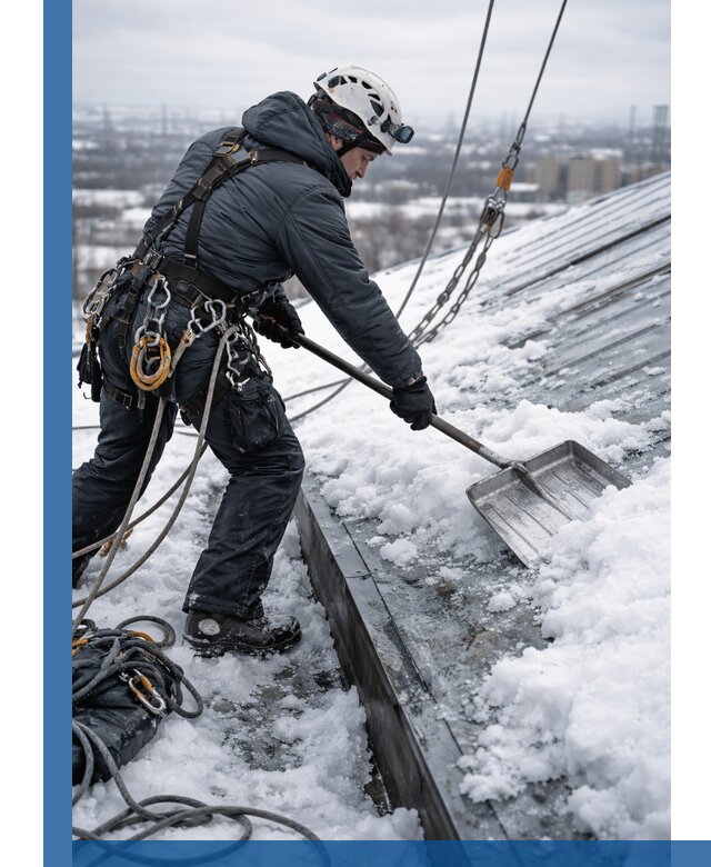 Профессиональная очистка кровли от снега и наледи в Казани