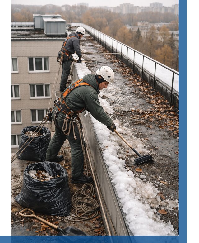 Очистка кровли по периметру в Казани от 584 р. | ВЫСОТНИК-Кзн