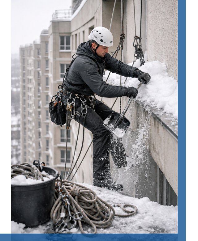 Очистка карнизов от снега в Казани от 319 р. | ВЫСОТНИК-Кзн