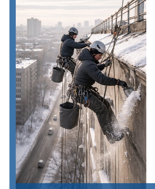 Очистка карнизов от снега в Казани профессионально и безопасно