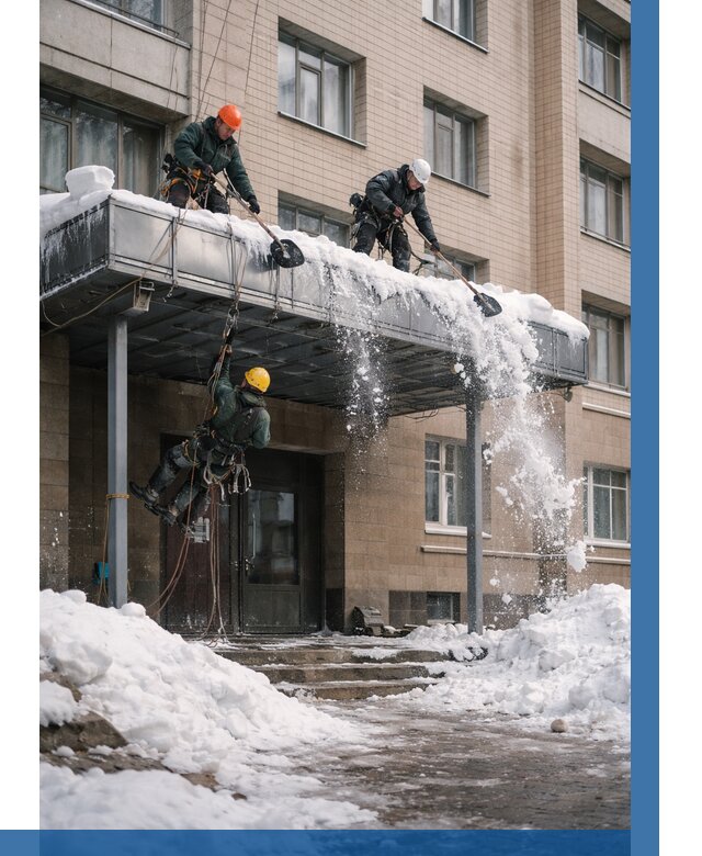 Очистка козырьков от снега в Казани от 3716 р. | ВЫСОТНИК-Кзн