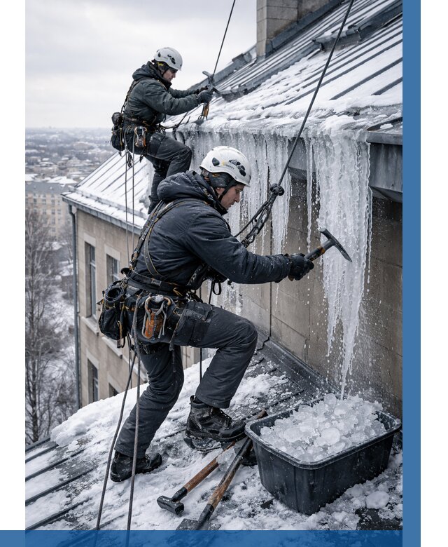 Удаление наледи с кровли в Казани от 5839 р. | ВЫСОТНИК-Кзн