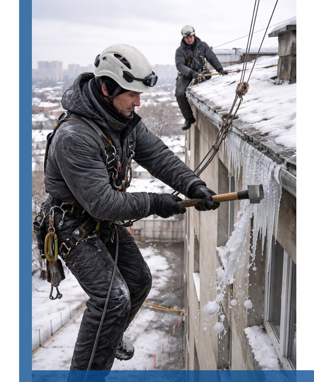 Сбивание и удаление сосулек с крыши в Казани безопасно