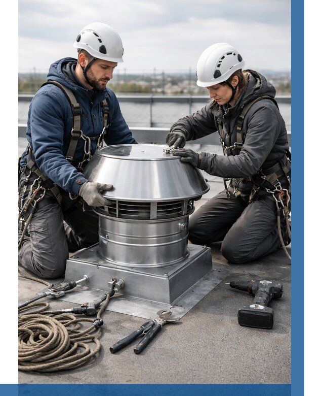 Установка дефлекторов на кровле в Казани от 4778 р. | ВЫСОТНИК-Кзн