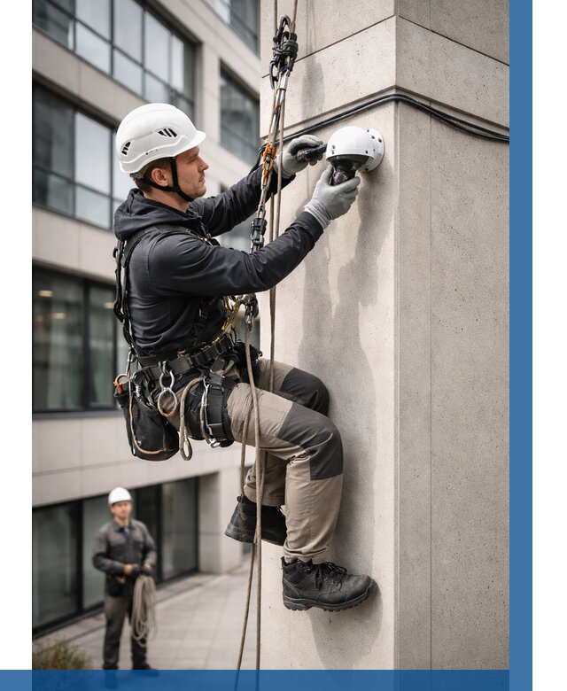 Монтаж камер видеонаблюдения на фасаде в Казани от 9024 р.-ВЫСОТНИК-Кзн