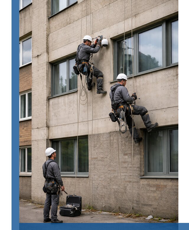 Монтаж фасадных камер видеонаблюдения в Казани под ключ