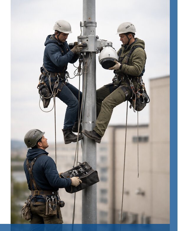 Установка видеокамер на мачте в Казани от 9024 р. | ВЫСОТНИК-Кзн