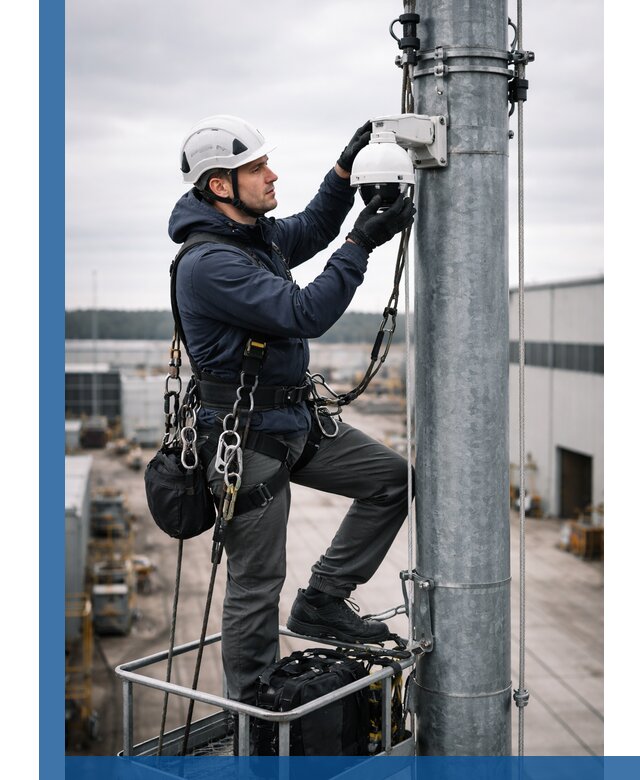 Профессиональная установка видеокамер на мачте в Казани