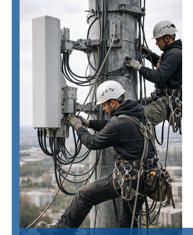 Монтаж оборудования связи на мачте в Казани с пусконаладкой