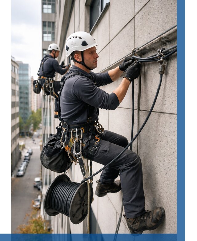 Прокладка кабеля по фасаду в Казани от 372 р. | ВЫСОТНИК-Кзн