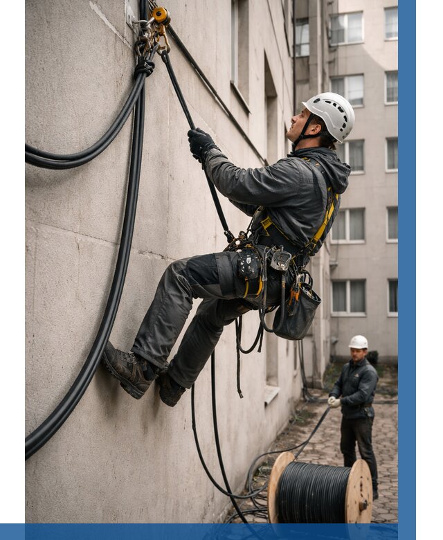 Протяжка кабеля питания на высоте в Казани от 478 р. | ВЫСОТНИК-Кзн