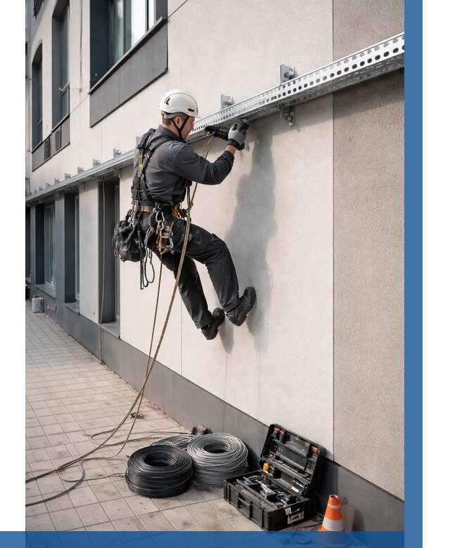 Монтаж кабельных лотков на фасаде в Казани от 1274 р. | ВЫСОТНИК-Кзн