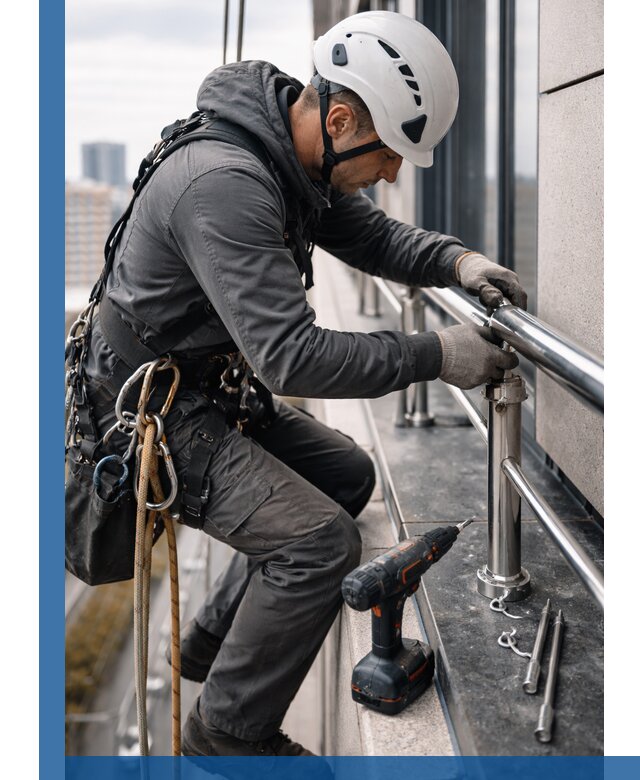 Монтаж ограждений на высоте в Казани для зданий и конструкций