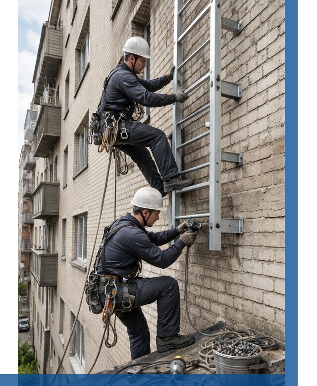 Монтаж пожарной лестницы в Казани от 26543 р заказать у ВЫСОТНИК-Кзн