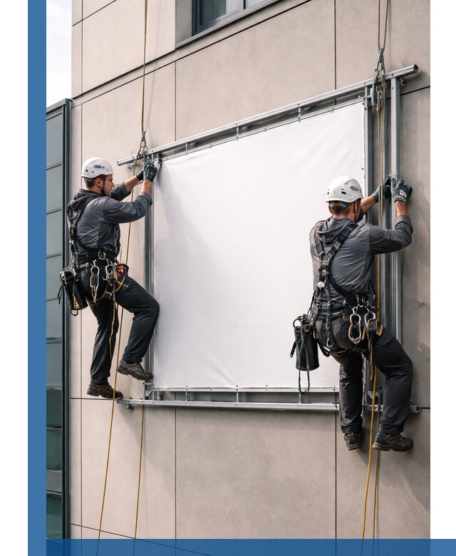 Монтаж наружной рекламной вывески в Казани под ключ